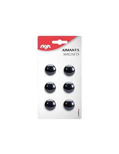 Aimant sign rond afficher signaler toutes surfaces métalliques diamètre 22mm coloris noir blister 6 unités.