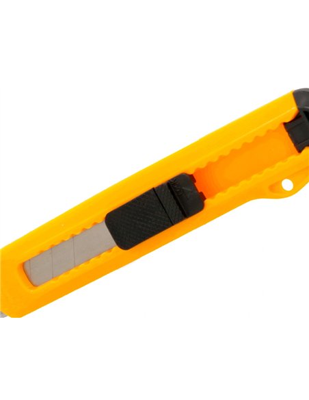 Cutter xd-11 q-connect lame retractable interchangeable acier 18mm precoupee frein securite col. Aleatoire jaune/orange.