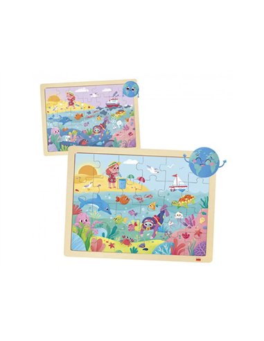 Puzzles en bois avec cadre akros eco puzzles sauvons la planete 2 puzzles 24 pieces et 2 puzzles 35 pieces 4.