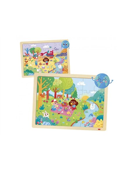 Puzzles en bois avec cadre akros eco puzzles sauvons la planete 2 puzzles 24 pieces et 2 puzzles 35 pieces 4.