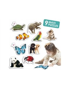 Puzzles geants akros maxi puzzles les animaux 5 puzzles de 3 pieces et 4 puzzles de 4 pieces.