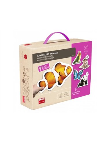 Puzzles geants akros maxi puzzles les animaux 5 puzzles de 3 pieces et 4 puzzles de 4 pieces.