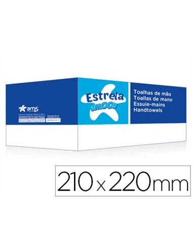 Essuie-mains amoos estrela 2 plis 21x22cm pack 20 paquets de 200 unités.