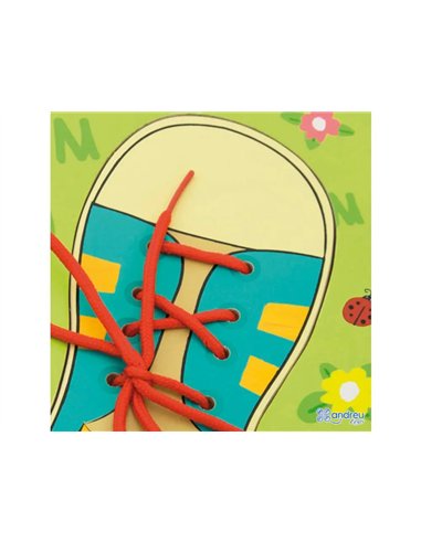 Chaussures a nouer andreu toys support en bois 30x22 cm.