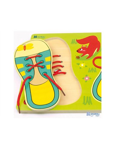 Chaussures a nouer andreu toys support en bois 30x22 cm.