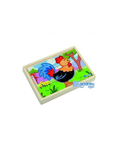 Puzzle en bois sans cadre panoramic ferme 4 puzzles individuels emboitables de 12 pieces chacun.