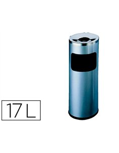Corbeille papier durable safe ronde acier inoxydable 17l et cendrier etouffoir 2l 63x25cm.
