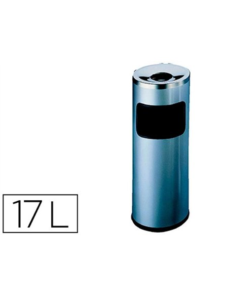 Corbeille papier durable safe ronde acier inoxydable 17l et cendrier etouffoir 2l 63x25cm.