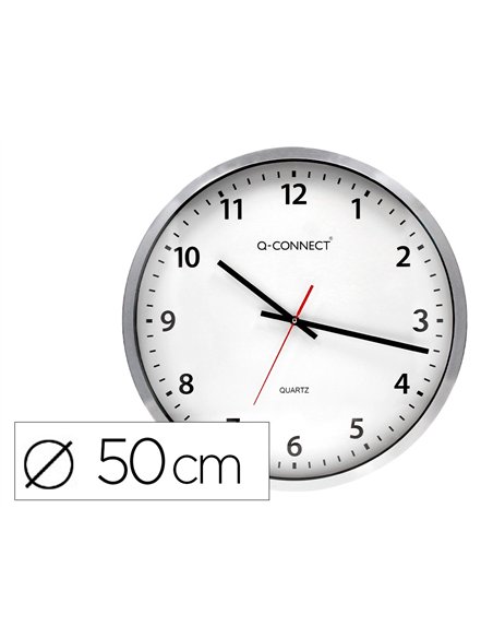Horloge q-connect murale design actuel grande lisibilité 1 pile aa non fournie diamètre 60cm gris chromé.