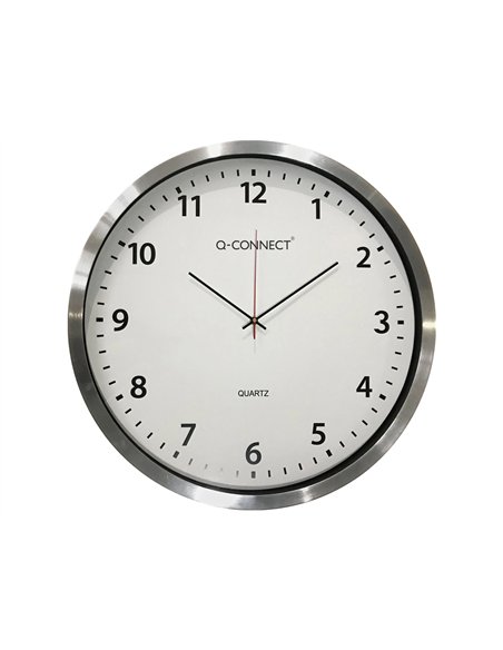 Horloge q-connect murale design actuel grande lisibilité 1 pile aa non fournie diamètre 60cm gris chromé.