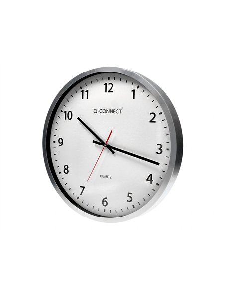 Horloge q-connect murale design actuel grande lisibilité 1 pile aa non fournie diamètre 60cm gris chromé.