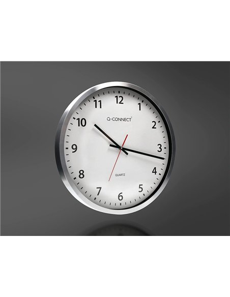 Horloge q-connect murale design actuel grande lisibilité 1 pile aa non fournie diamètre 60cm gris chromé.