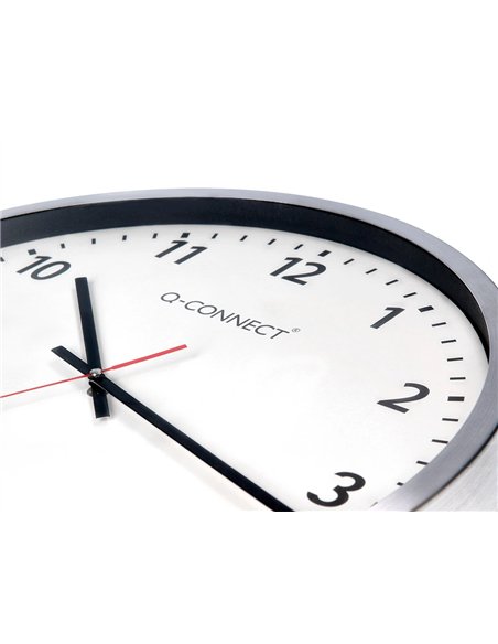 Horloge q-connect murale design actuel grande lisibilité 1 pile aa non fournie diamètre 60cm gris chromé.