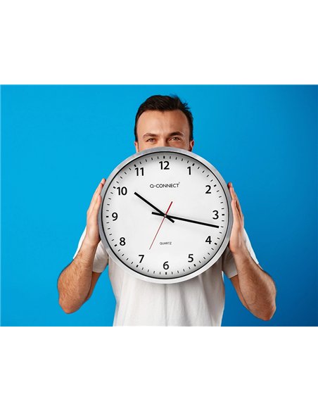 Horloge q-connect murale design actuel grande lisibilité 1 pile aa non fournie diamètre 60cm gris chromé.