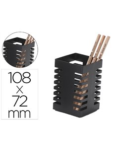 Pot a crayons q-connect design moderne carre metal 72x72x108mm coloris noir. 2