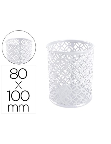 Pot a crayons q-connect motif metallique hauteur 100 mm diametre 80mm coloris blanc.