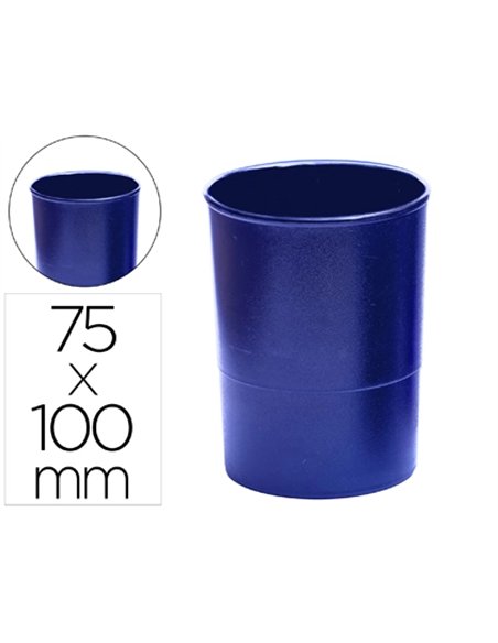 Pot a crayons q-connect plastique hauteur 100mm diametre 75mm coloris bleu opaque.