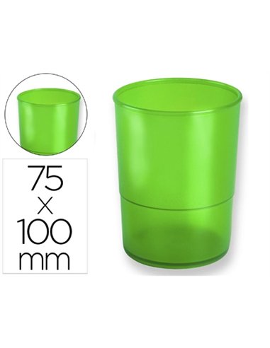 Pot a crayons q-connect plastique hauteur 100mm diametre 75mm coloris vert translucide.
