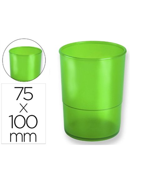 Pot a crayons q-connect plastique hauteur 100mm diametre 75mm coloris vert translucide.