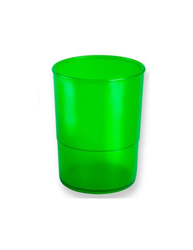 Pot a crayons q-connect plastique hauteur 100mm diametre 75mm coloris vert translucide.