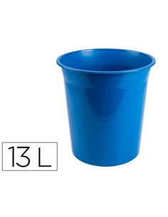 Corbeille papier q-connect plastique resistant 13l 275x285mm coloris bleu opaque.