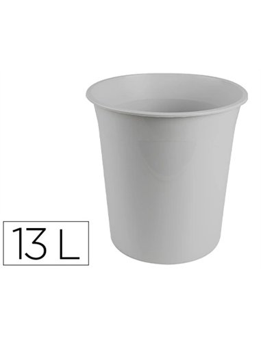 Corbeille papier q-connect plastique resistant 13l 275x285mm coloris gris opaque.