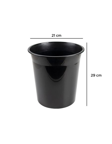 Corbeille papier q-connect plastique resistant 13l 275x285mm coloris noir opaque.