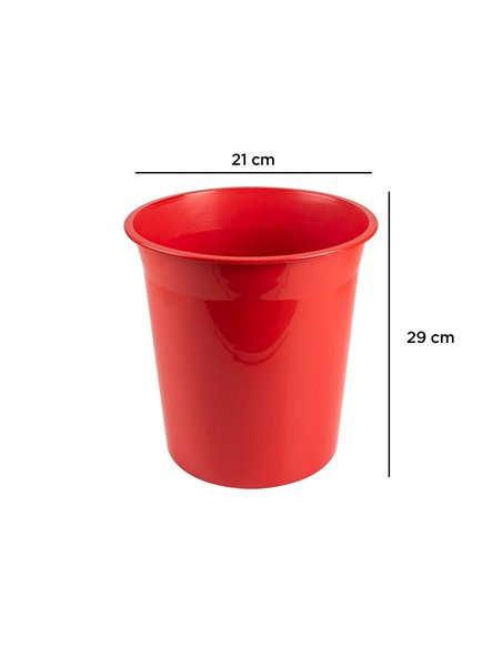 Corbeille papier q-connect plastique resistant 13l 275x285mm coloris rouge opaque.