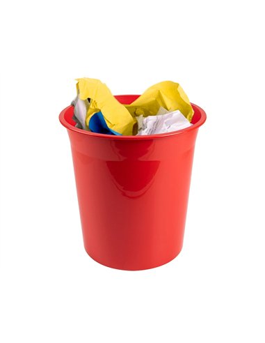 Corbeille papier q-connect plastique resistant 13l 275x285mm coloris rouge opaque.
