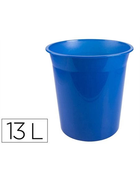 Corbeille papier q-connect plastique resistant 13l 275x285mm coloris bleu translucide.