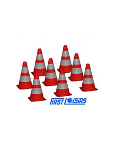 Delimitation first loisirs balises bicolores resistantes et a bases carrees 23 cm lot de 8.