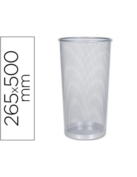 Porte-parapluies q-connect maille métallique capacité 22.6l hauteur 500mm diamètre fond 265mm coloris argent.