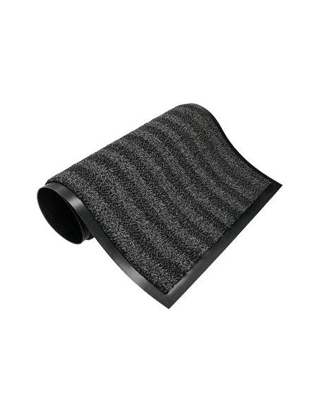 Tapis sol q-connect premium pour interieur antiderapant fibre polypropylene et feutre 90x150cm coloris gris.