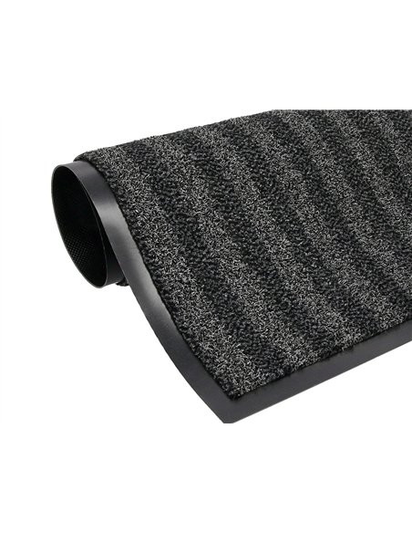 Tapis sol q-connect premium pour interieur antiderapant fibre polypropylene et feutre 90x150cm coloris gris.