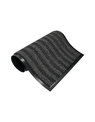 Tapis sol q-connect premium pour interieur antiderapant fibre polypropylene et feutre 90x60cm coloris gris.