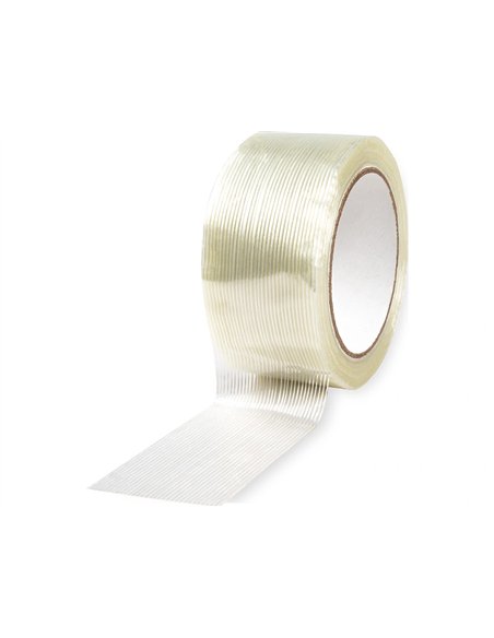 Ruban adhesif arme q-connect impermeable fils polyester pour renforcer emballages produits tres lourds 50mmx50m.