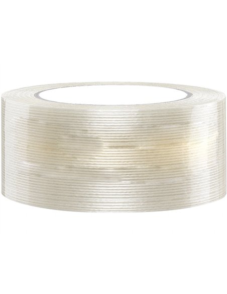 Ruban adhesif arme q-connect impermeable fils polyester pour renforcer emballages produits tres lourds 50mmx50m.