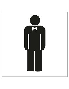 Autocollant PVC Apli pour signalisation des toilettes pour hommes - Dimensions 114 x 114 mm - Adhésif permanent - Motif noir sur