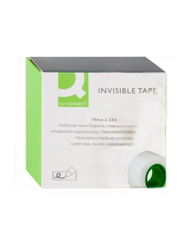 Ruban adhésif q-connect invisible économique 19mmx33m boîte individuelle.