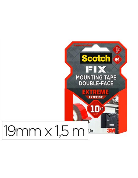 Ruban fixation scotch extra fort application extérieure épaisseur 1.1mm résistance chaleur humidité 19mmx1.5m.