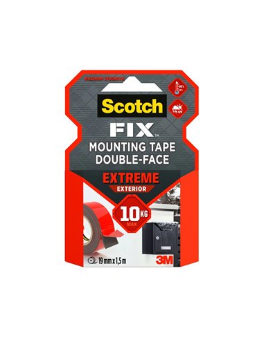 Ruban fixation scotch extra fort application extérieure épaisseur 1.1mm résistance chaleur humidité 19mmx1.5m.