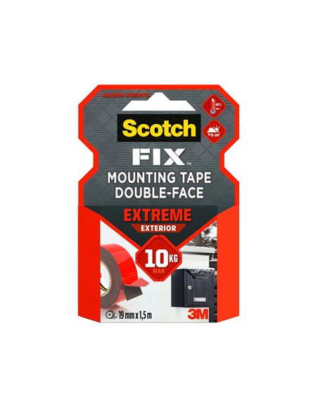 Ruban fixation scotch extra fort application extérieure épaisseur 1.1mm résistance chaleur humidité 19mmx1.5m.