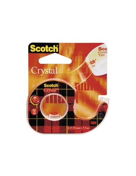 Ruban adhésif scotch crystal transparent dévidoir carte 19mmx7.5m.