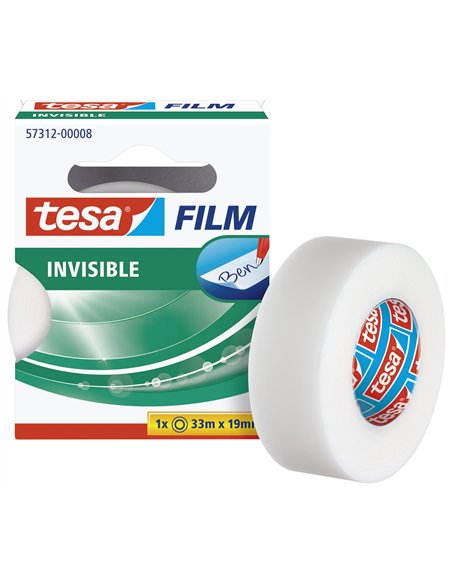 Ruban adhésif tesa invisible résistant polypropylène écriture stylo-plume encre gel 19mmx33m boîte individuelle.
