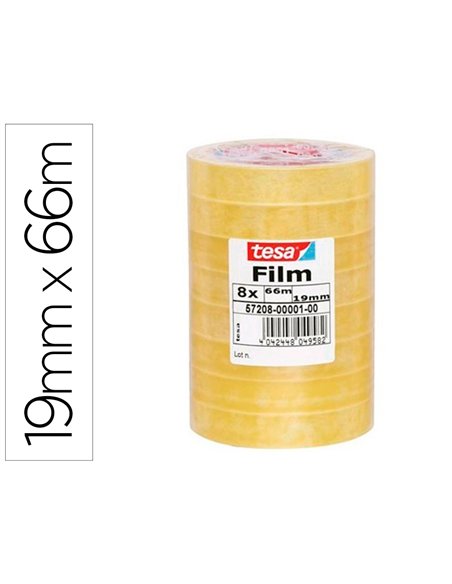 Ruban adhésif tesa polypropylène déroulement silencieux 19mmx66m tour 8 rouleaux.