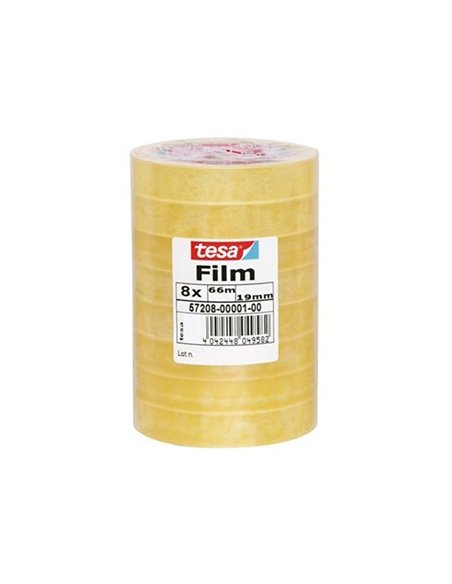 Ruban adhésif tesa polypropylène déroulement silencieux 19mmx66m tour 8 rouleaux.