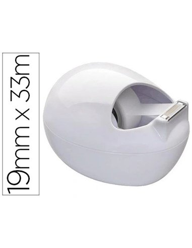 Dévidoir scotch galet blanc + 1 ruban adhésif 19mmx7.5m.