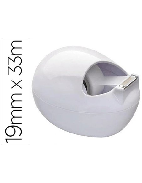 Dévidoir scotch galet blanc + 1 ruban adhésif 19mmx7.5m.