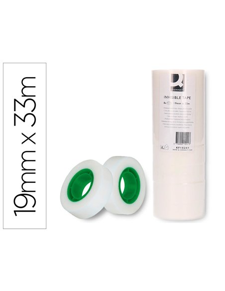 Ruban adhésif q-connect film invisible économique 19mmx33m tour 8 rubans.