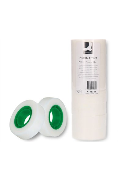 Ruban adhésif q-connect film invisible économique 19mmx33m tour 8 rubans.